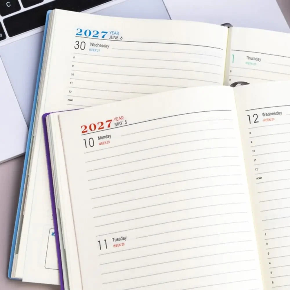 2027 Schedule Notebook – A5 Portable Planner | 365-Day Agenda with Monthly, Weekly & Daily Pages | PU Leather Cover | 6 Colors