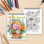 Adult Spiral Coloring Book - 30 Sheets Nature & Floral Themes | 11.2x8.3" Landscape Format | Birthday & Holiday Gift