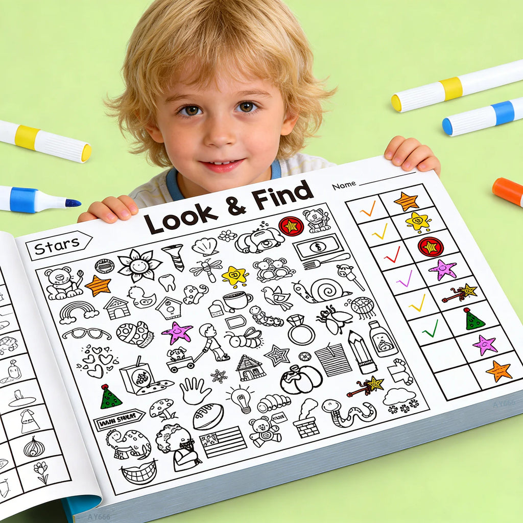 Look & Find Coloring Workbook for Kids — Shapes, Colors & Handwriting Activities, Ages 3–6