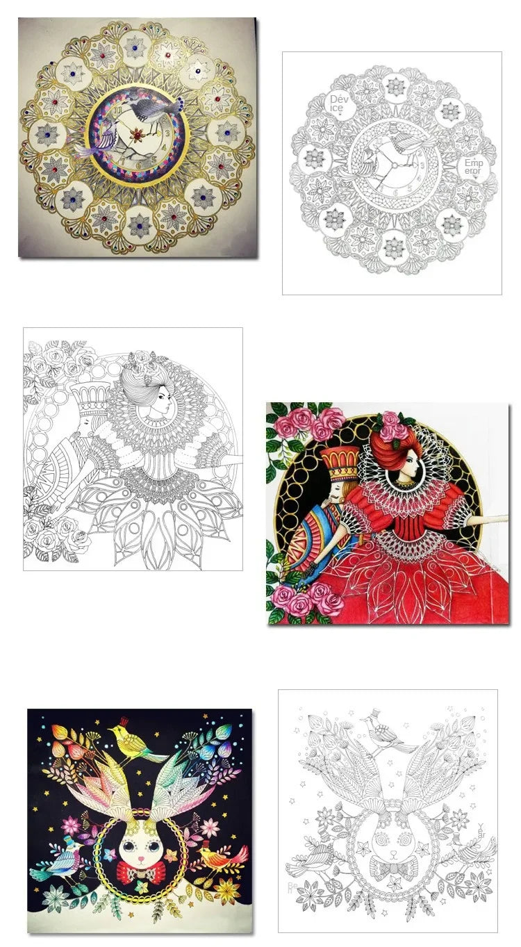 Adult Coloring Book — 24 Pages of Intricate DIY Illustrations for Stress Relief & Creative Flow