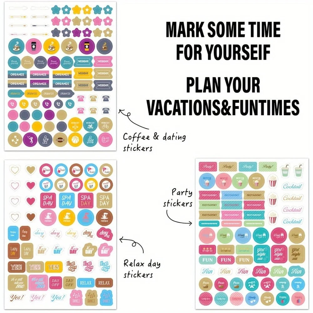 Aesthetic Planner Stickers – 12 Sheets | 650 or 720 Stickers | Holidays, Goals, Quotes, Habits, Finance & More