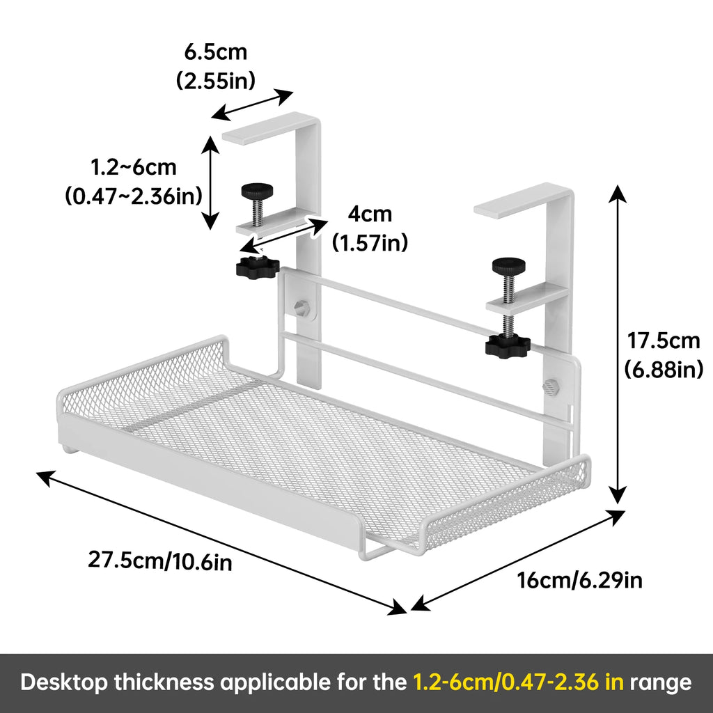 Under-Desk Hanging Storage Rack - Multi-Compartment Organizer | Small or Large | White or Black | Office & Home Workstation