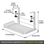 Under-Desk Hanging Storage Rack - Multi-Compartment Organizer | Small or Large | White or Black | Office & Home Workstation