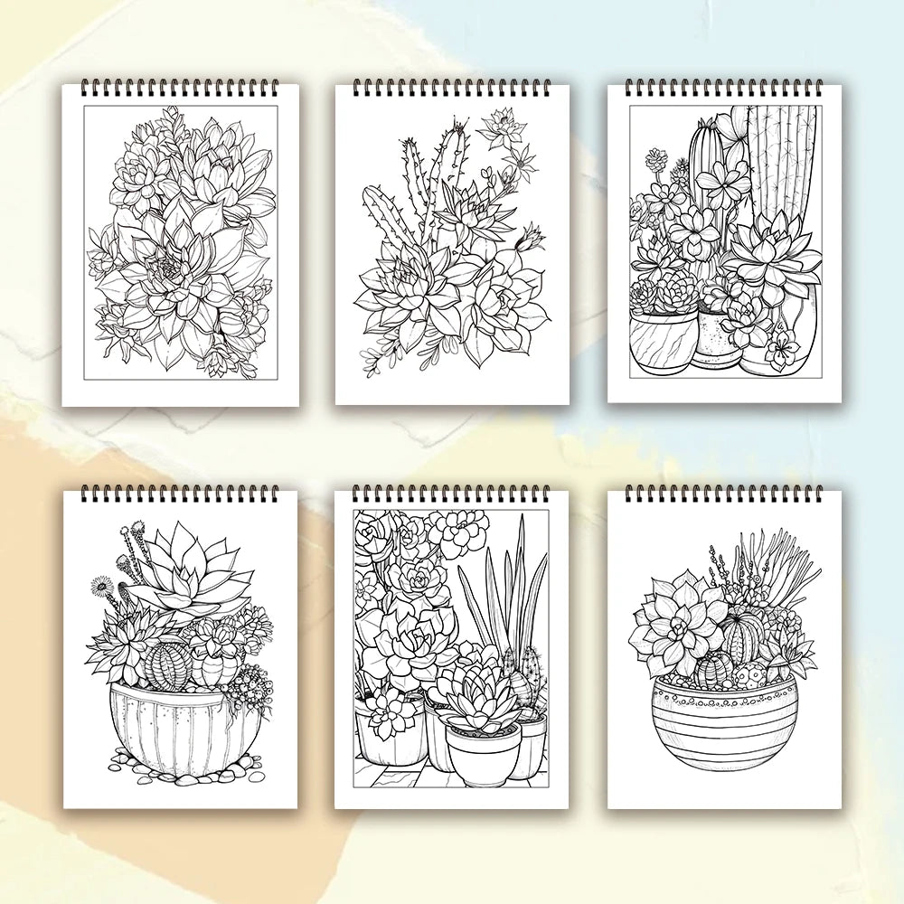Adult Spiral Coloring Book - 30 Sheets Nature & Floral Themes | 11.2x8.3" Landscape Format | Birthday & Holiday Gift