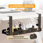 Under-Desk Cable Management Rack — Telescopic Metal Storage Tray, No Drilling Required