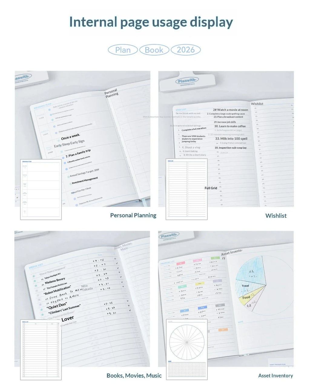 Planwith Undated Self-Fill Annual Planner – A5 / Mini / Week Style | PU Leather Cover, 96 Sheets | Start Anytime