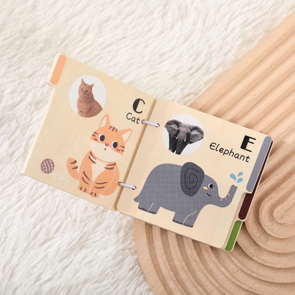 Wooden Animal Flap Book - Interactive Learning Toy for Babies & Toddlers