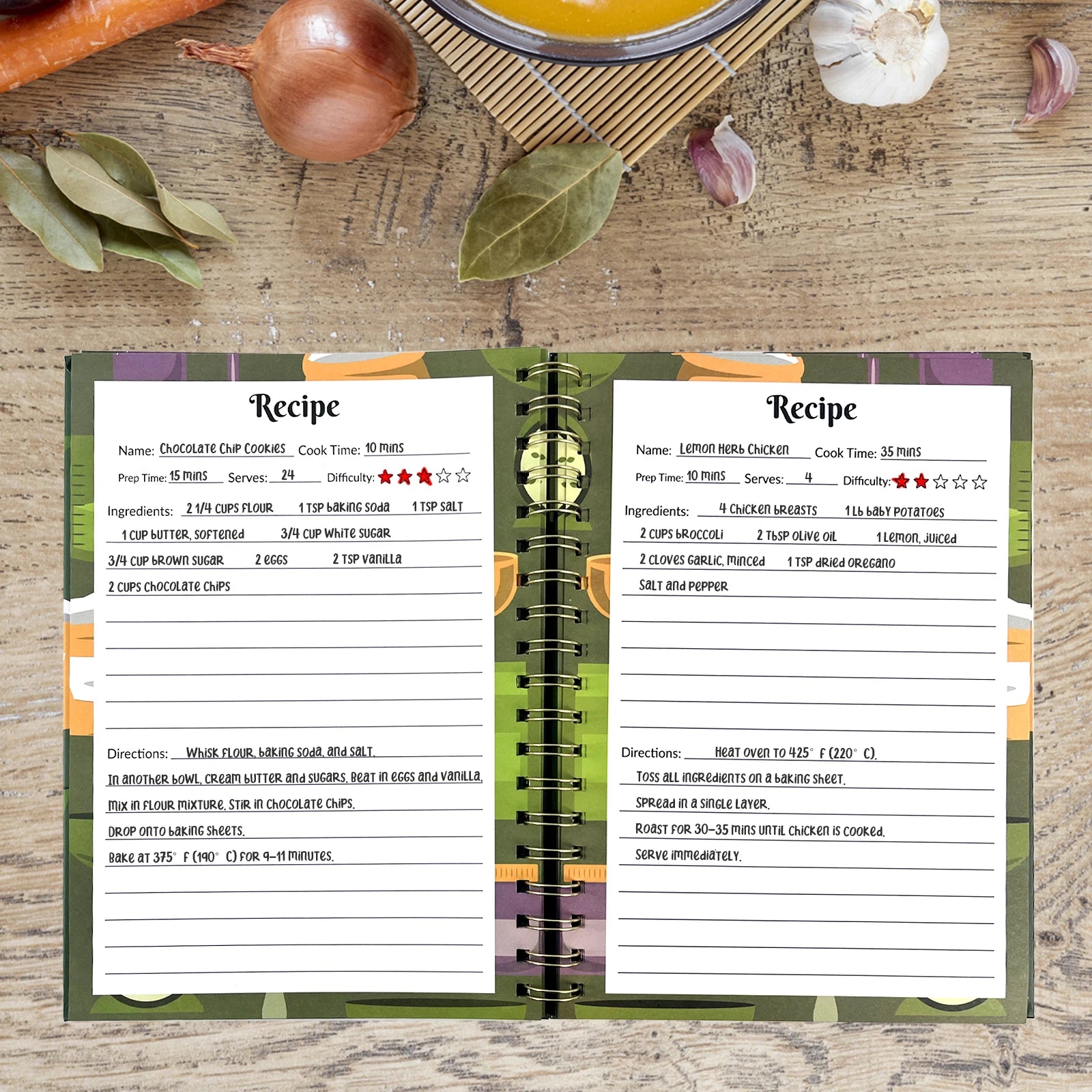 80-Sheet Blank Recipe Notebook - My Recipe Book for Writing Your Own Recipes