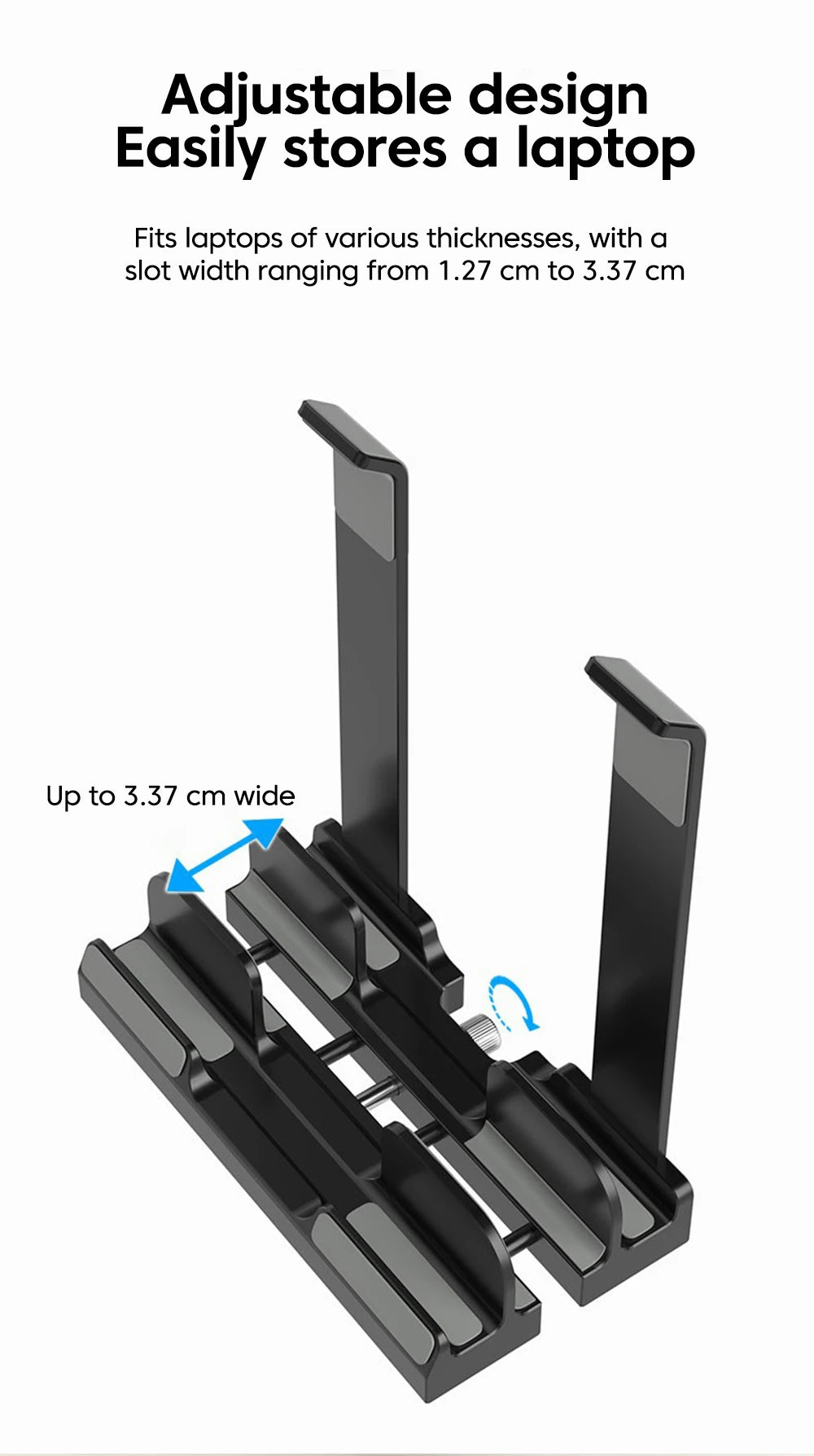 2-in-1 Foldable Laptop Stand & Vertical Storage Rack – Adjustable, Foldable | MacBook, iPad, Tablet & Phone