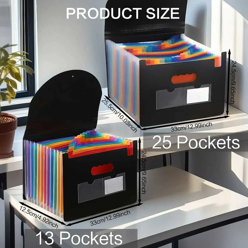 Accordion File Organizer - 13 or 25 Pocket Waterproof Document Storage Bag | Three-Side Sealed | Office, Home & Travel