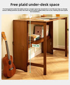 Foldable Bamboo Desk with Built-In Storage Shelf – No-Assembly Space-Saving Study & Computer Desk for Bedroom & Small Spaces