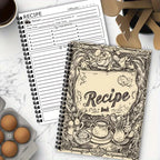 Vintage Recipe Book – A5 Spiral | 100 Pages with Kitchen Conversions | Antique Engraving Cover for Home Cooks & Bakers