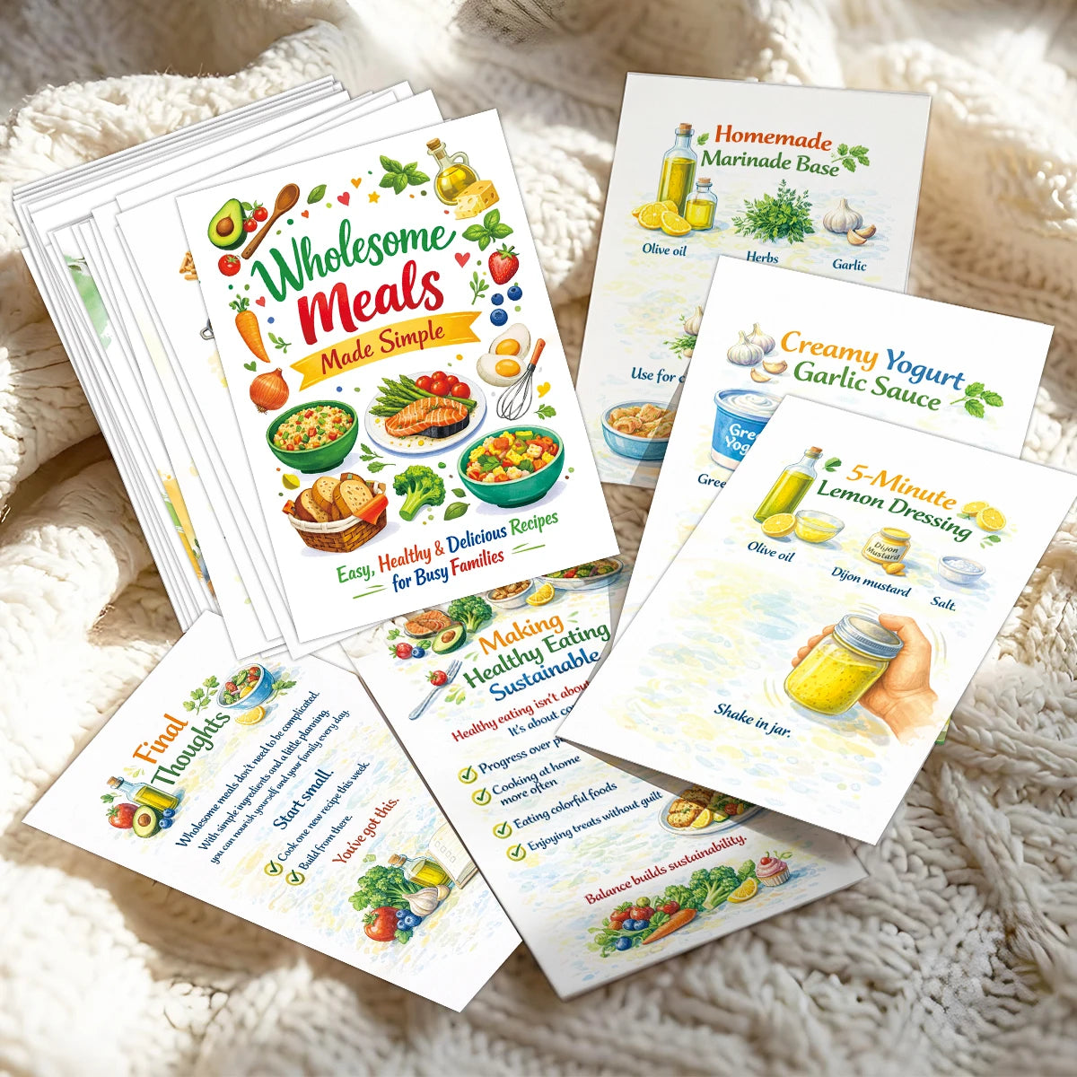 Wholesome Meals Recipe Cards – 30 Cards with Ready-to-Cook Recipes | Healthy, Simple & Family-Friendly | Beginner-Friendly Meal Prep