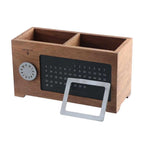 Wooden Pen Holder with Date Reminder — Elegant Desktop Organizer in Beech or Walnut
