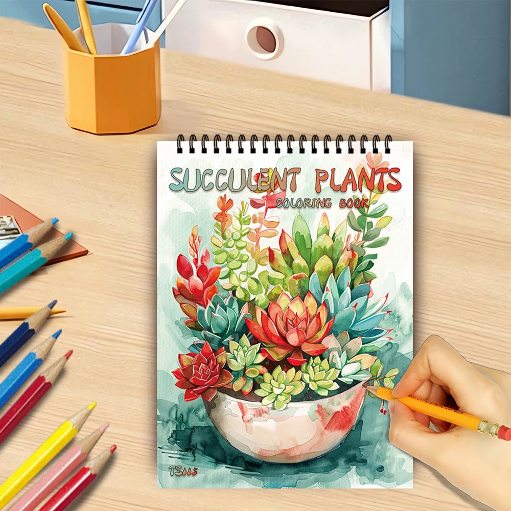 Adult Spiral Coloring Book - 30 Sheets Nature & Floral Themes | 11.2x8.3" Landscape Format | Birthday & Holiday Gift