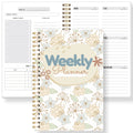 Undated Weekly Planner – A5 Spiral Journal | Weekly Goals, To-Do List & Habit Tracker | Romantic Boho Floral Cover