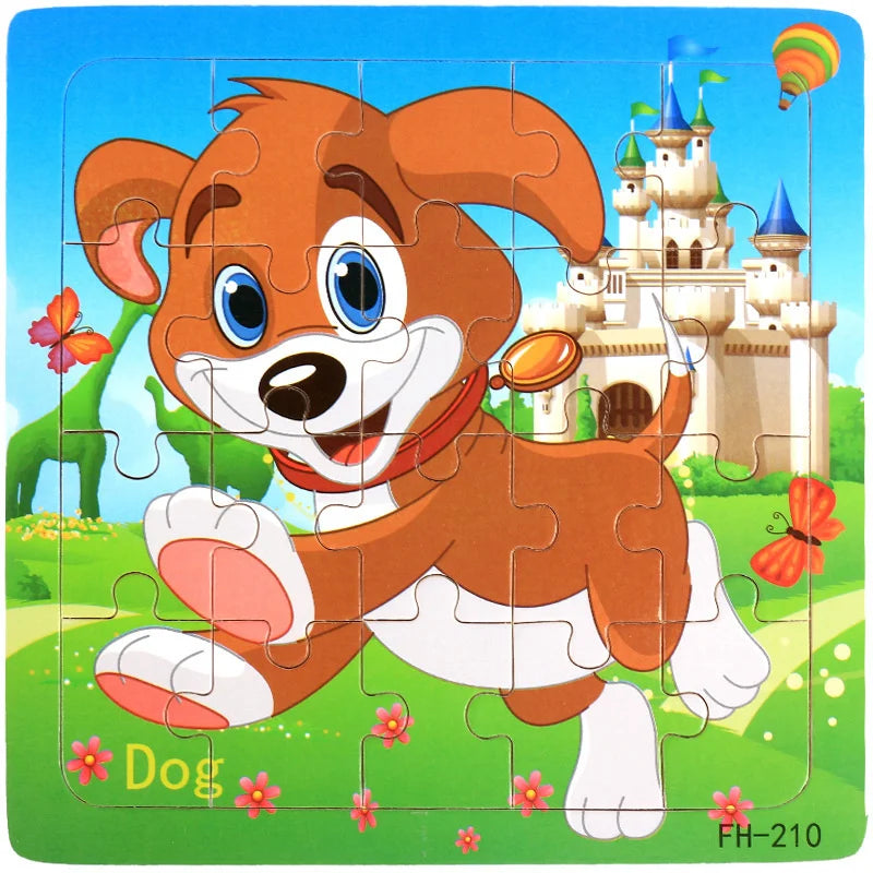 Wooden 3D Cartoon Puzzle — Montessori Educational Toy for Toddlers & Kids Ages 3–6