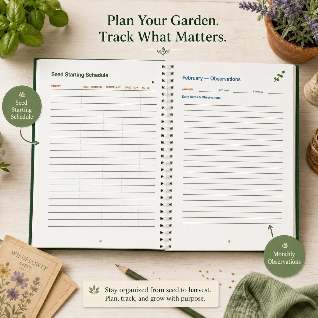 Garden Journal & Harvest Tracker – A5 Spiral Planner Notebook | Guided Pages for Gardeners & Plant Lovers | Gardening Gift