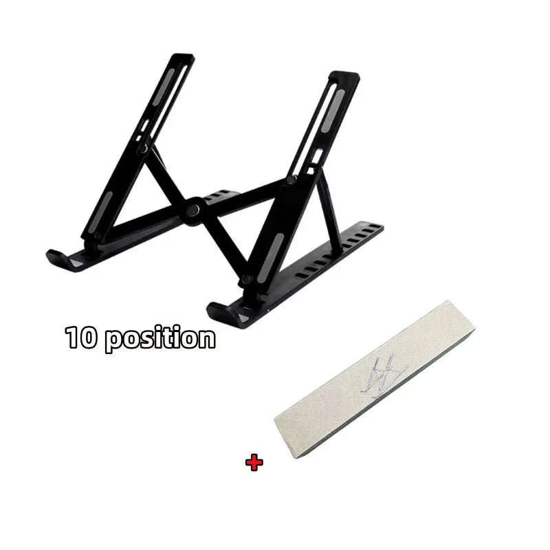 Foldable Laptop Stand – 10-Position Adjustable, Portable ABS Bracket for MacBook, Notebooks & Laptops up to 17" | Black & White