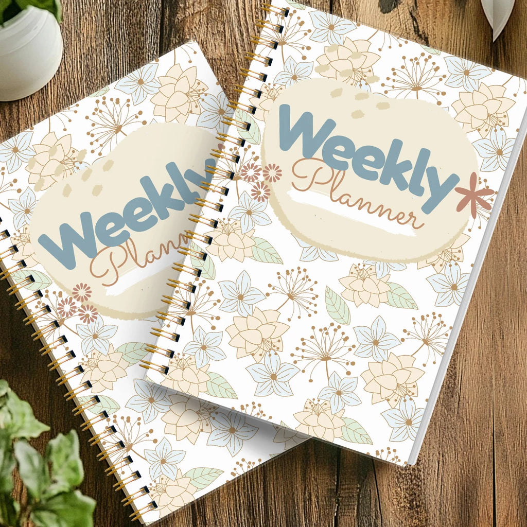 Undated Weekly Planner – A5 Spiral Journal | Weekly Goals, To-Do List & Habit Tracker | Romantic Boho Floral Cover