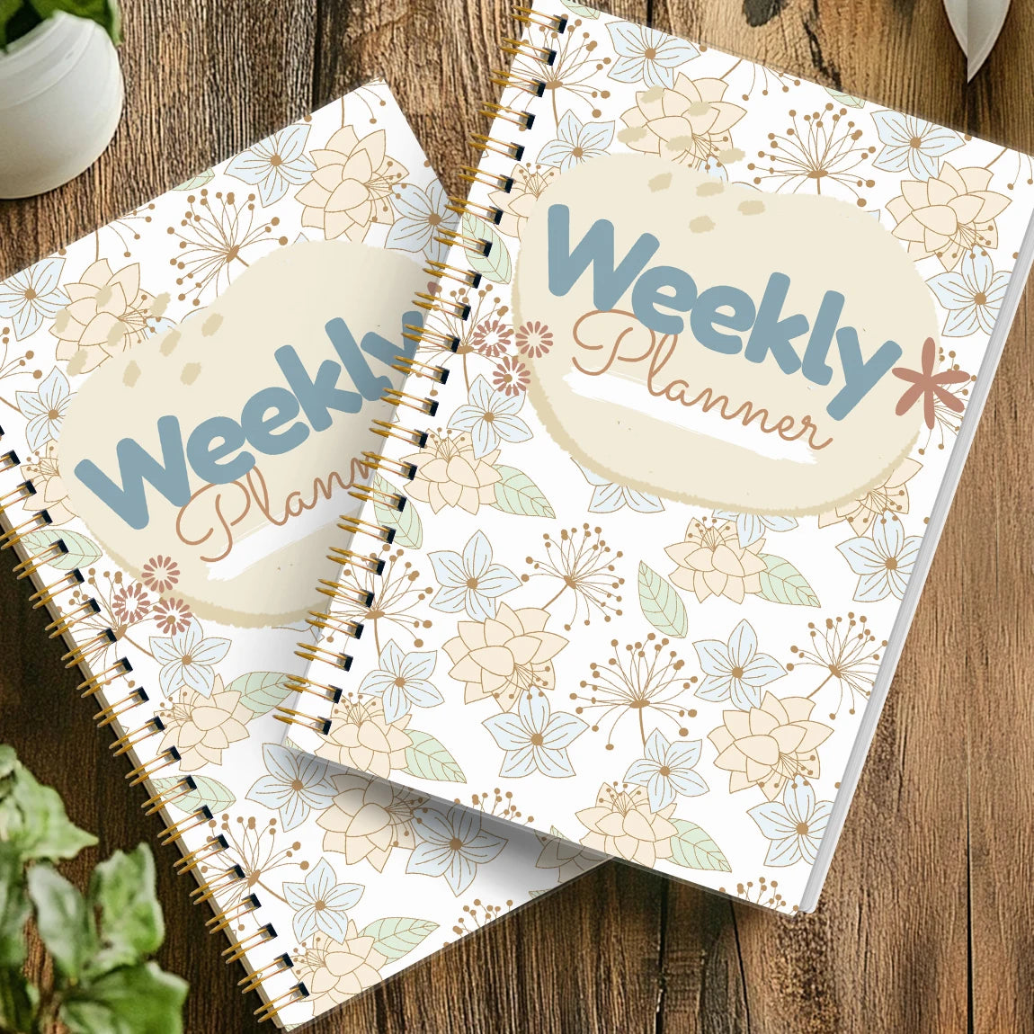 Undated Weekly Planner – A5 Spiral Journal | Weekly Goals, To-Do List & Habit Tracker | Romantic Boho Floral Cover