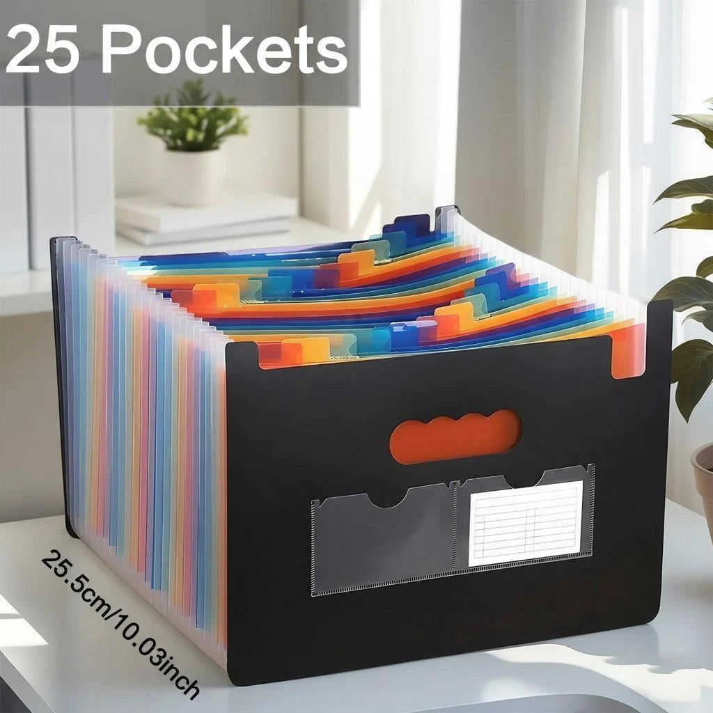 Accordion File Organizer - 13 or 25 Pocket Waterproof Document Storage Bag | Three-Side Sealed | Office, Home & Travel
