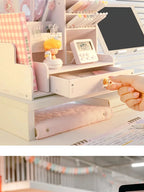 Wooden Pen & Stationery Desk Organizer — Multi-Compartment Desktop Storage for Home & Office