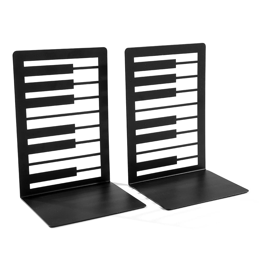 Music-Themed Metal Bookends — Heavy Duty Decorative Book Stoppers for Shelf & Desk