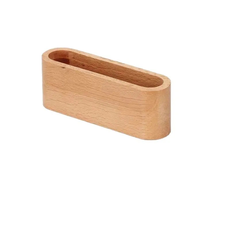 Wooden Business Card Holder - Premium Desk Organizer in Beech & Walnut