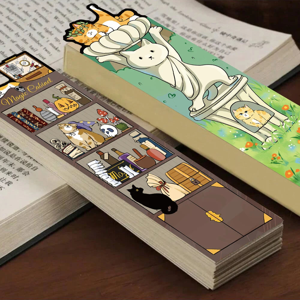Cartoon Cat World Bookmarks Set of 30 | Waterproof PVC Graffiti Style | Reading, Laptop & Luggage Stickers | Perfect Gift for Book Lovers