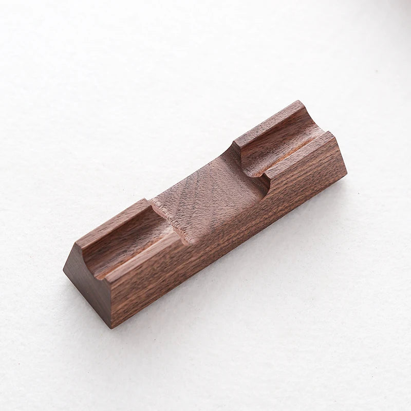 Walnut Wood Fountain Pen Rest - Horizontal Desk Stand for Dip Pens & Calligraphy (1 or 2 Slots)