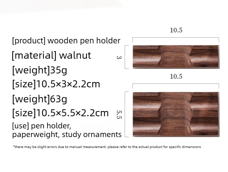 Walnut Wood Fountain Pen Rest - Horizontal Desk Stand for Dip Pens & Calligraphy (1 or 2 Slots)