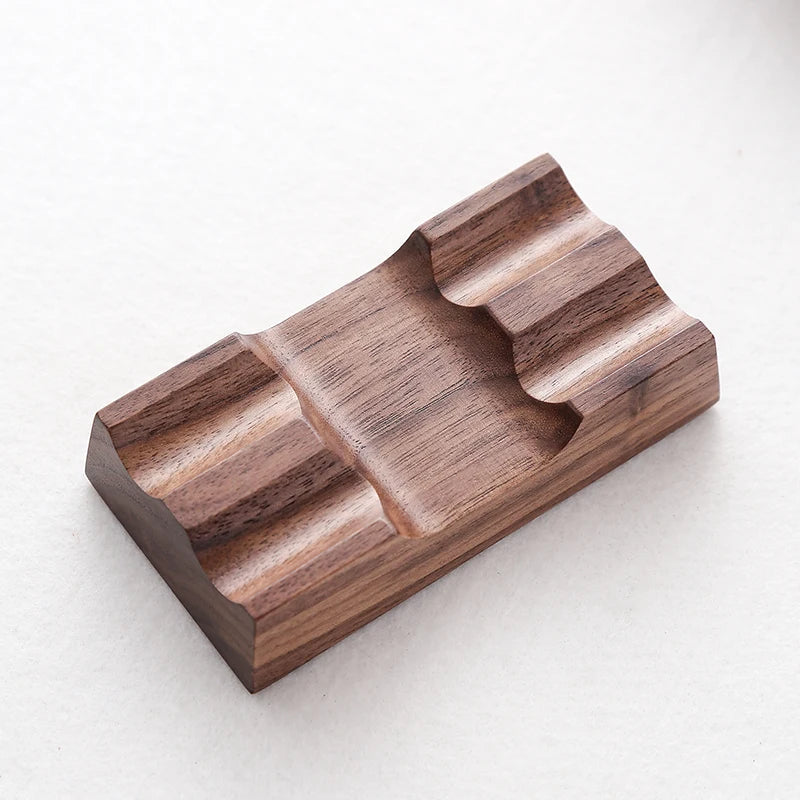 Walnut Wood Fountain Pen Rest - Horizontal Desk Stand for Dip Pens & Calligraphy (1 or 2 Slots)
