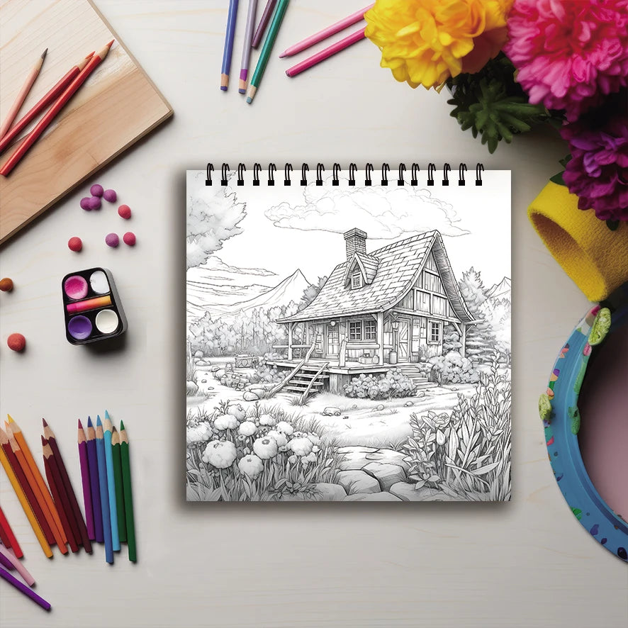 Beautiful Village – Adult Coloring Book | 32 Pages of Charming Countryside Scenes