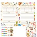 Recipe Journal – 120-Page Spiral Hardcover Recipe Book | Illustrated Inner Pages, Kitchen Conversion Chart & Food Stickers | 2 Cover Designs