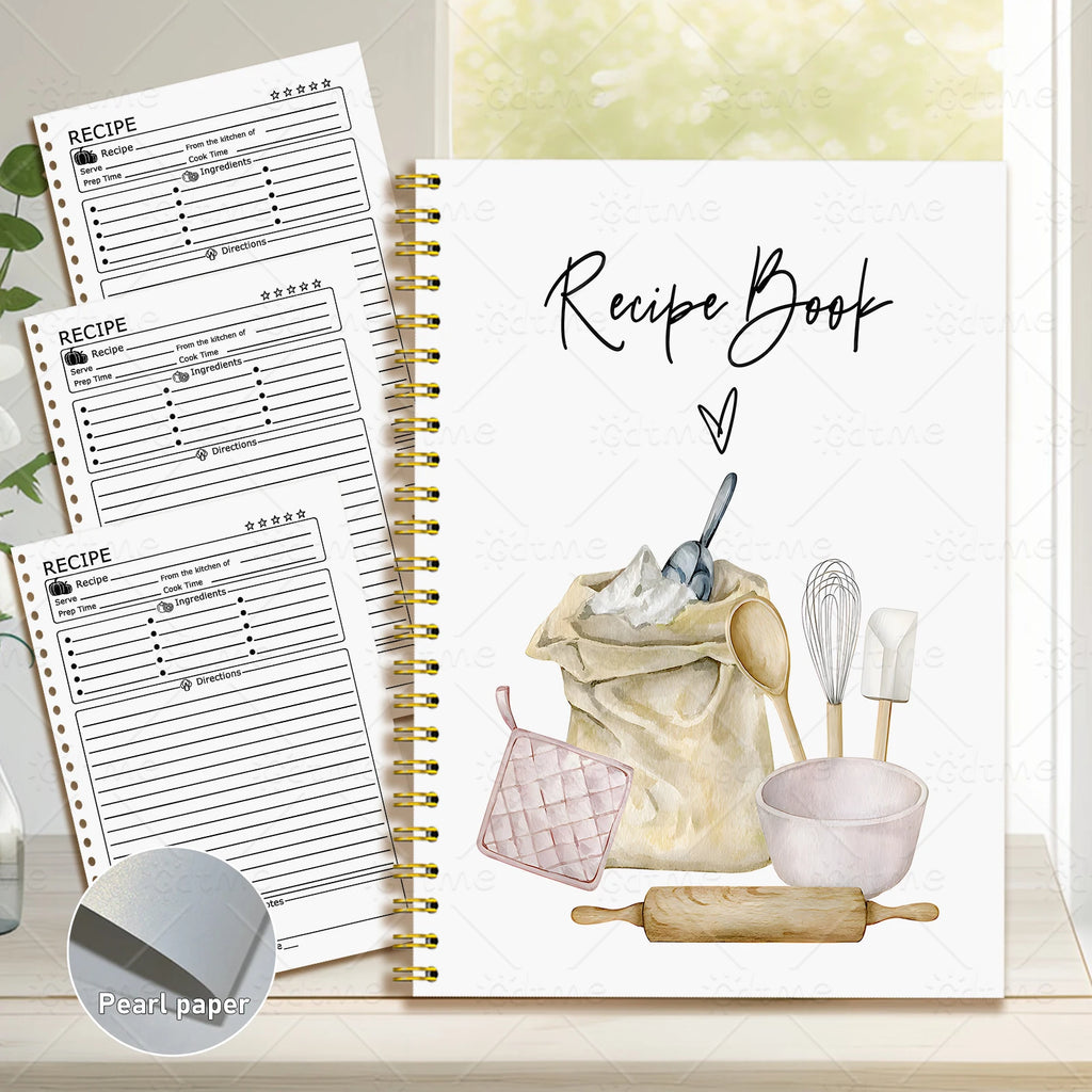 Recipe Notebook - Cute Kitchen Planner & Food Journal with Pastel Patterns (2 Designs)