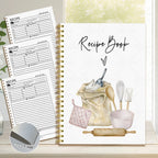 Recipe Notebook - Cute Kitchen Planner & Food Journal with Pastel Patterns (2 Designs)