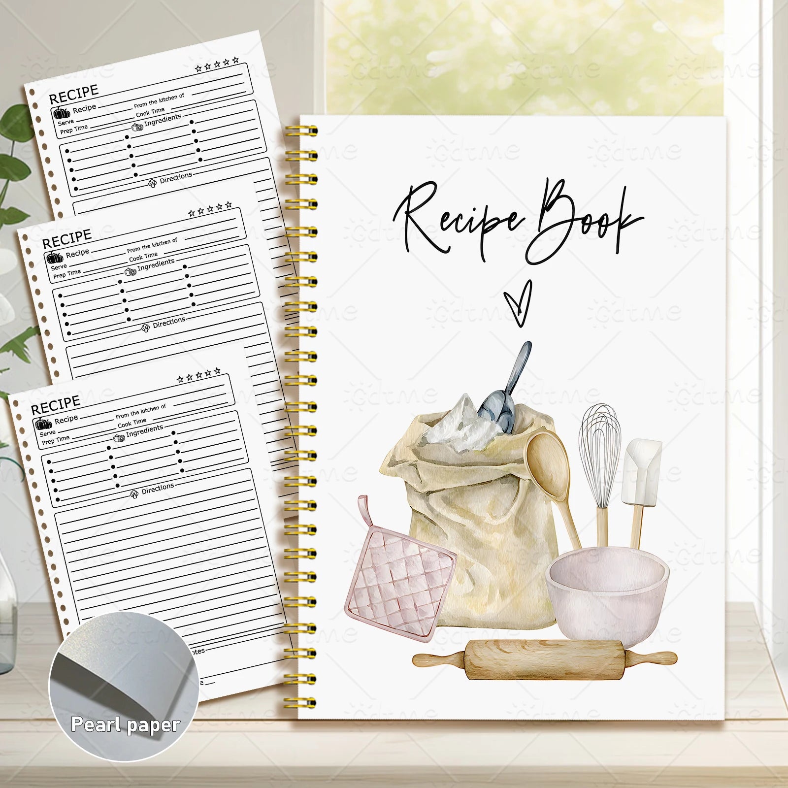 Recipe Notebook - Cute Kitchen Planner & Food Journal with Pastel Patterns (2 Designs)