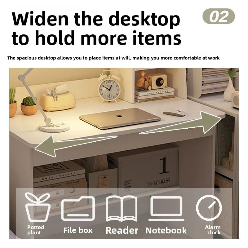 Kids & Teen Study Desk with Built-In Bookshelf – Integrated Storage Unit for Bedroom | 60cm & 80cm, Simple or Cabinet Version