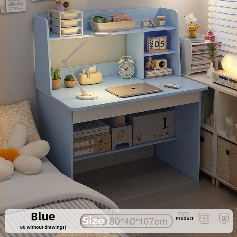 Kids & Teen Study Desk with Built-In Bookshelf – Integrated Storage Unit for Bedroom | 60cm & 80cm, Simple or Cabinet Version