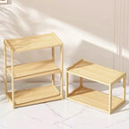 Wooden Desktop Storage Rack — 2 or 3-Layer Stationery Organizer for Desk & Office