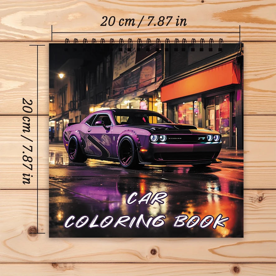 Classic Cars Adult Coloring Book — 32 Pages of Iconic Automobiles, 7.87" × 7.87"