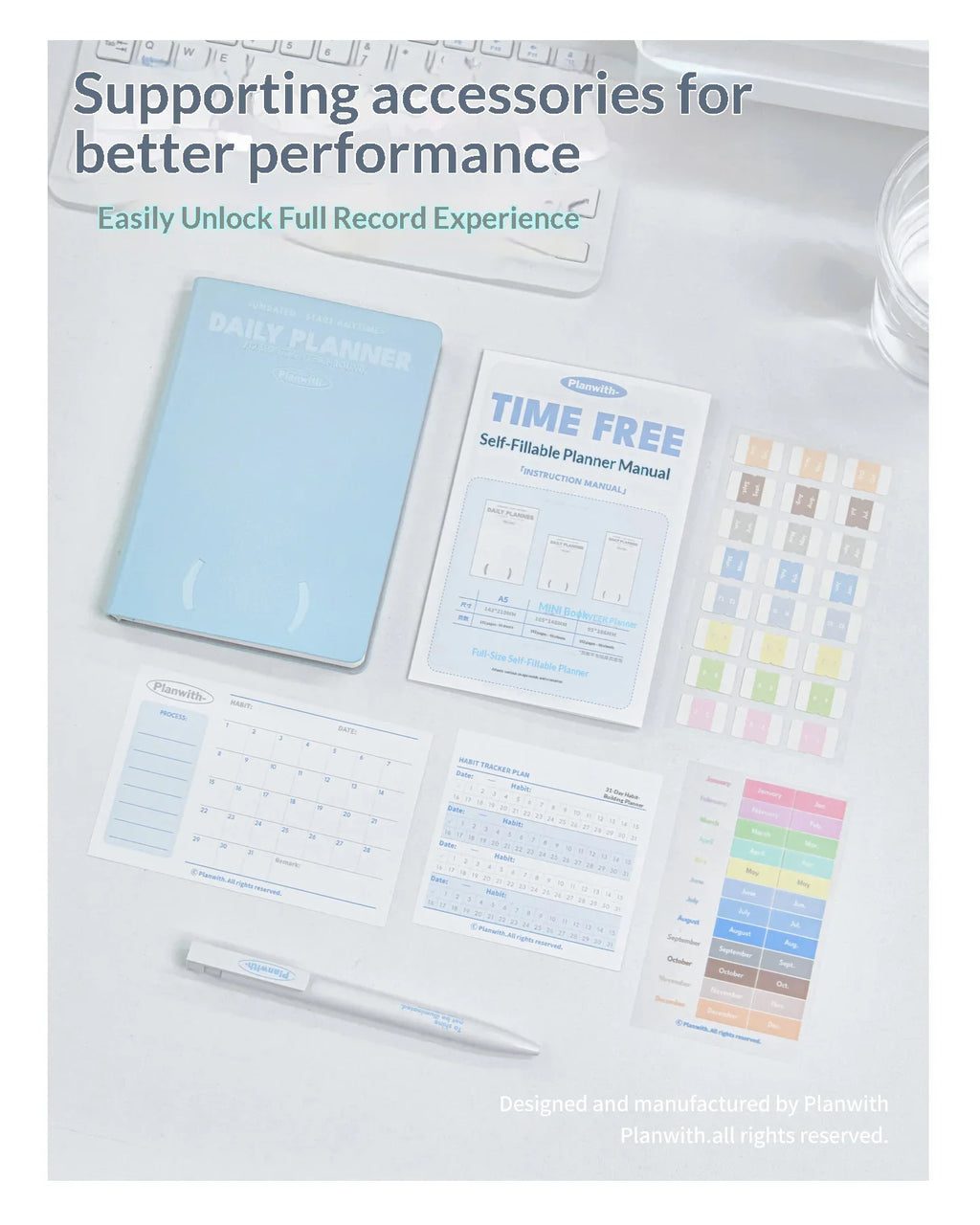 Planwith Undated Self-Fill Annual Planner – A5 / Mini / Week Style | PU Leather Cover, 96 Sheets | Start Anytime
