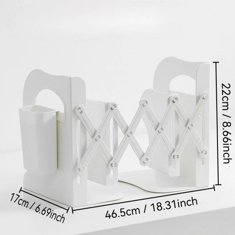 Adjustable Desktop Bookshelf - Telescopic Bookends & Book Organizer Stand