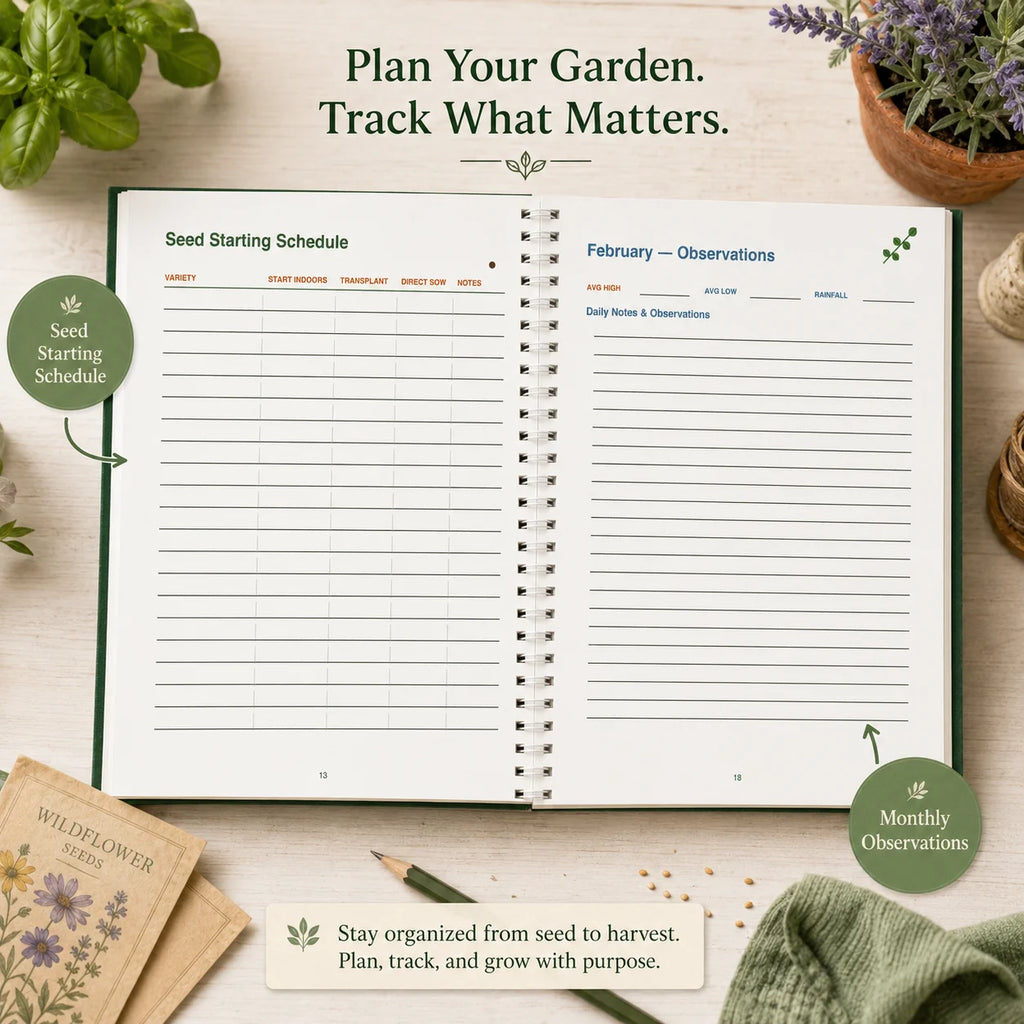 Garden Journal & Harvest Tracker – A5 Spiral Planner Notebook | Guided Pages for Gardeners & Plant Lovers | Gardening Gift