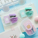 7-Piece Stationery Kit – Stapler, Tape Dispenser, Scissors, Clips & More | Purple, Black, Pink & Green