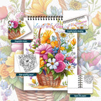 Adult Spiral Coloring Book - 30 Sheets Nature & Floral Themes | 11.2x8.3" Landscape Format | Birthday & Holiday Gift
