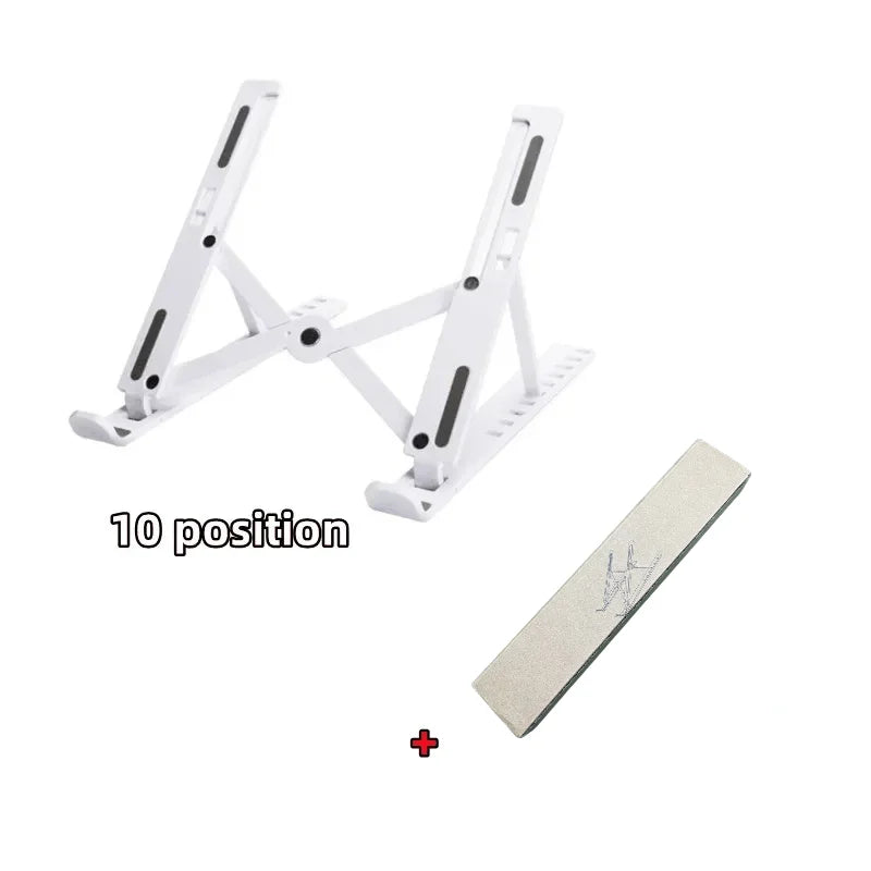 Foldable Laptop Stand – 10-Position Adjustable, Portable ABS Bracket for MacBook, Notebooks & Laptops up to 17" | Black & White