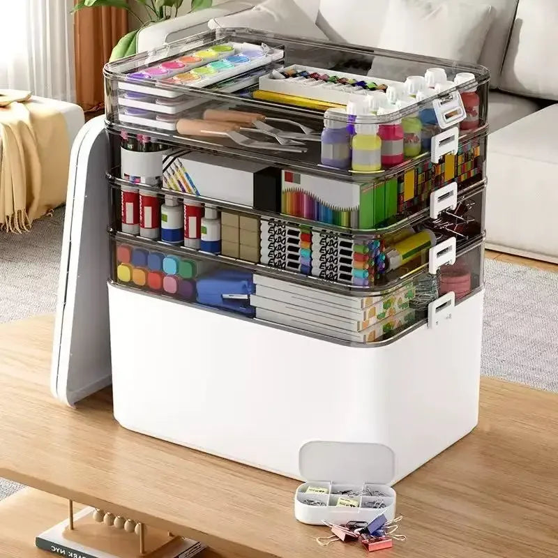 Multi-Layer Desk Organizer - Large Capacity Stationery Storage Box