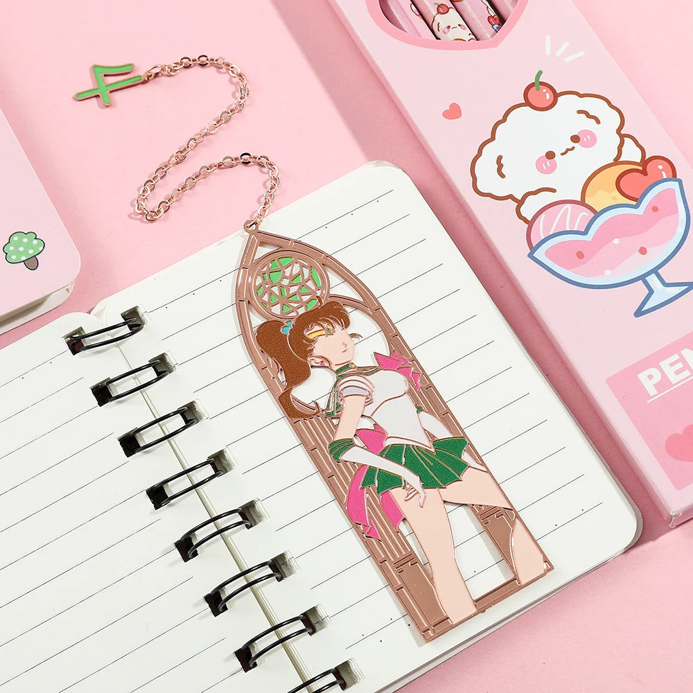 Anime Girl Metal Bookmark - Collectible Character Page Marker